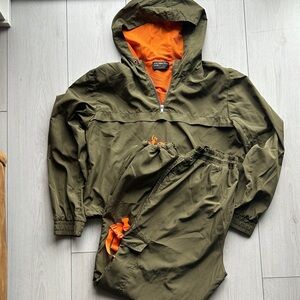 Streetwear Society Olive Green Jumpsuit with Orange Accents